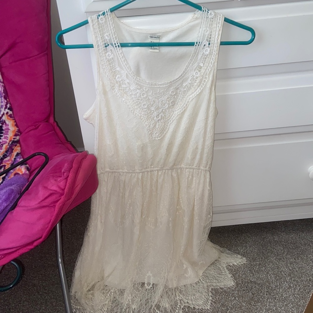 Off white lace mini dress
